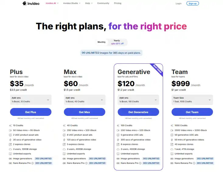 InVideo AI Pricing