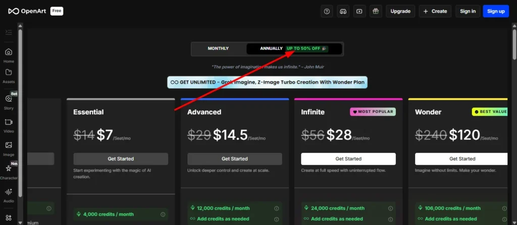 OpenArt Annual Discount vs. Monthly Subscription Cost