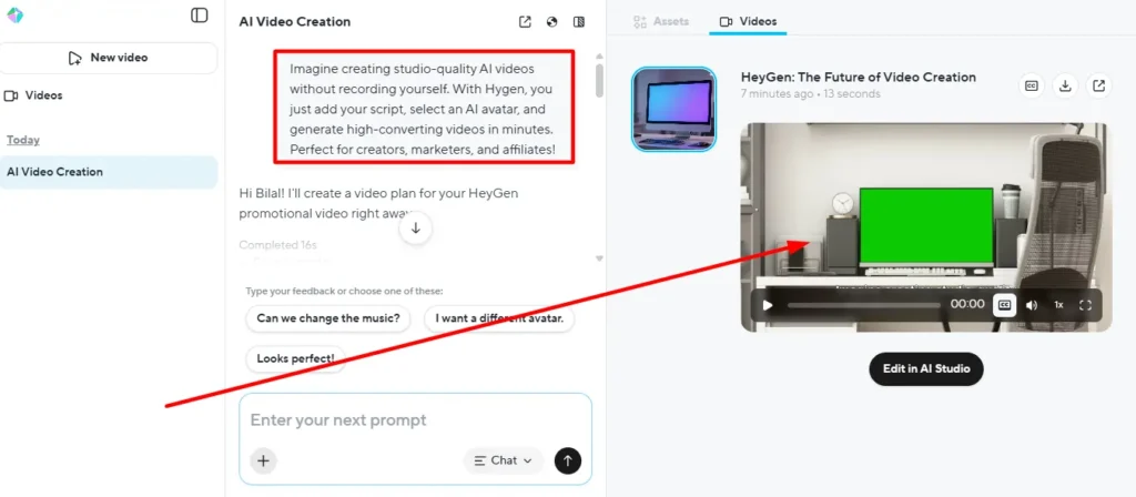 HeyGen Studio editor