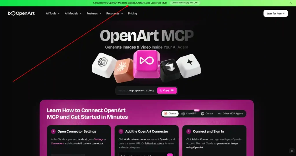 OpenArt AI MCP Coupon Code (10% Off for Claude, ChatGPT & Cursor)