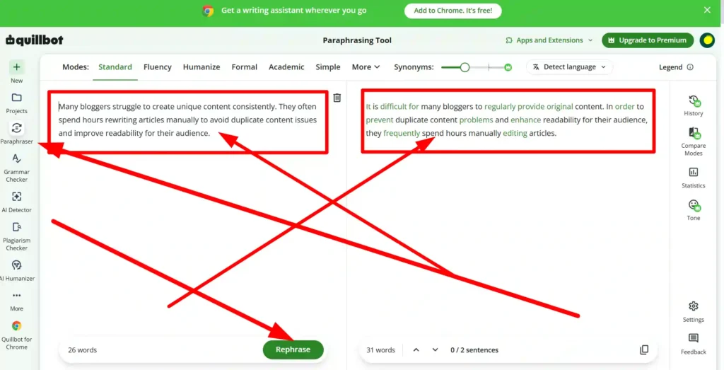 Paraphrasing and Rewriting Capabilities